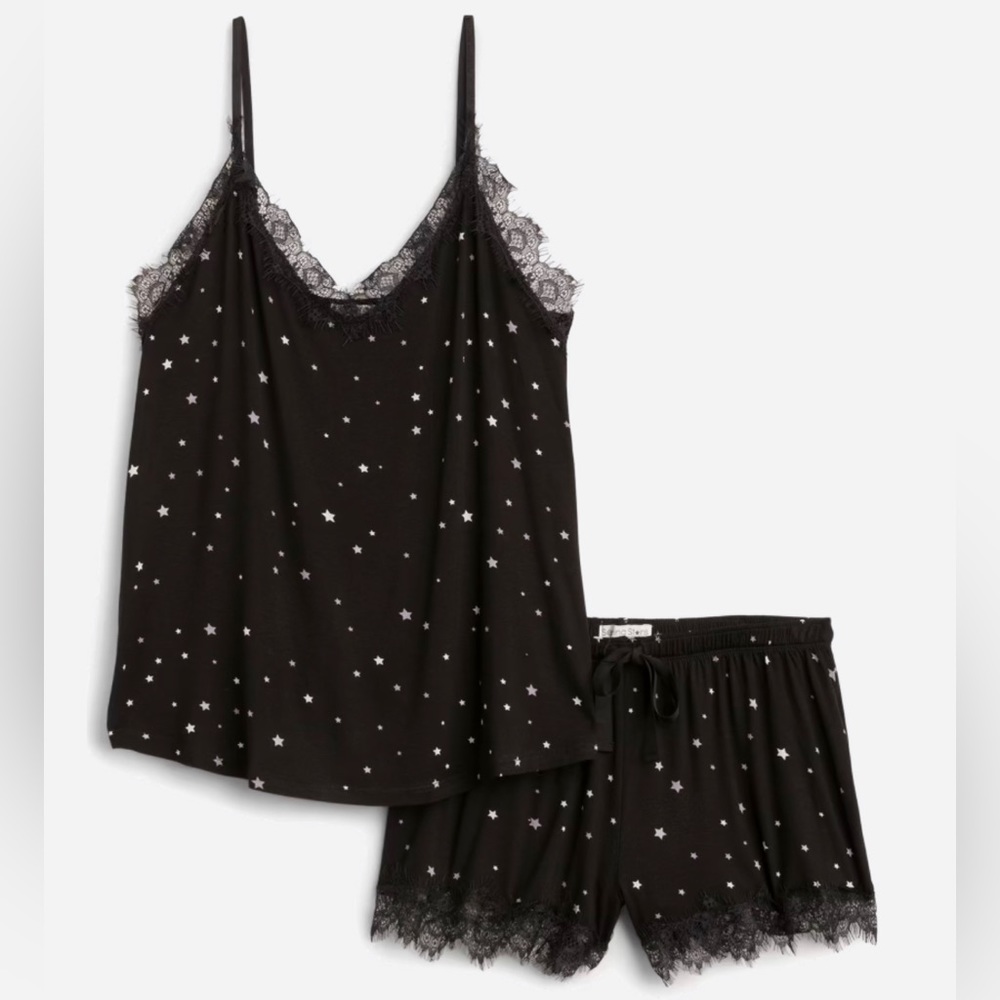 NWT Mika Sleep and Lounge Lace Trim Cami and Shorts set